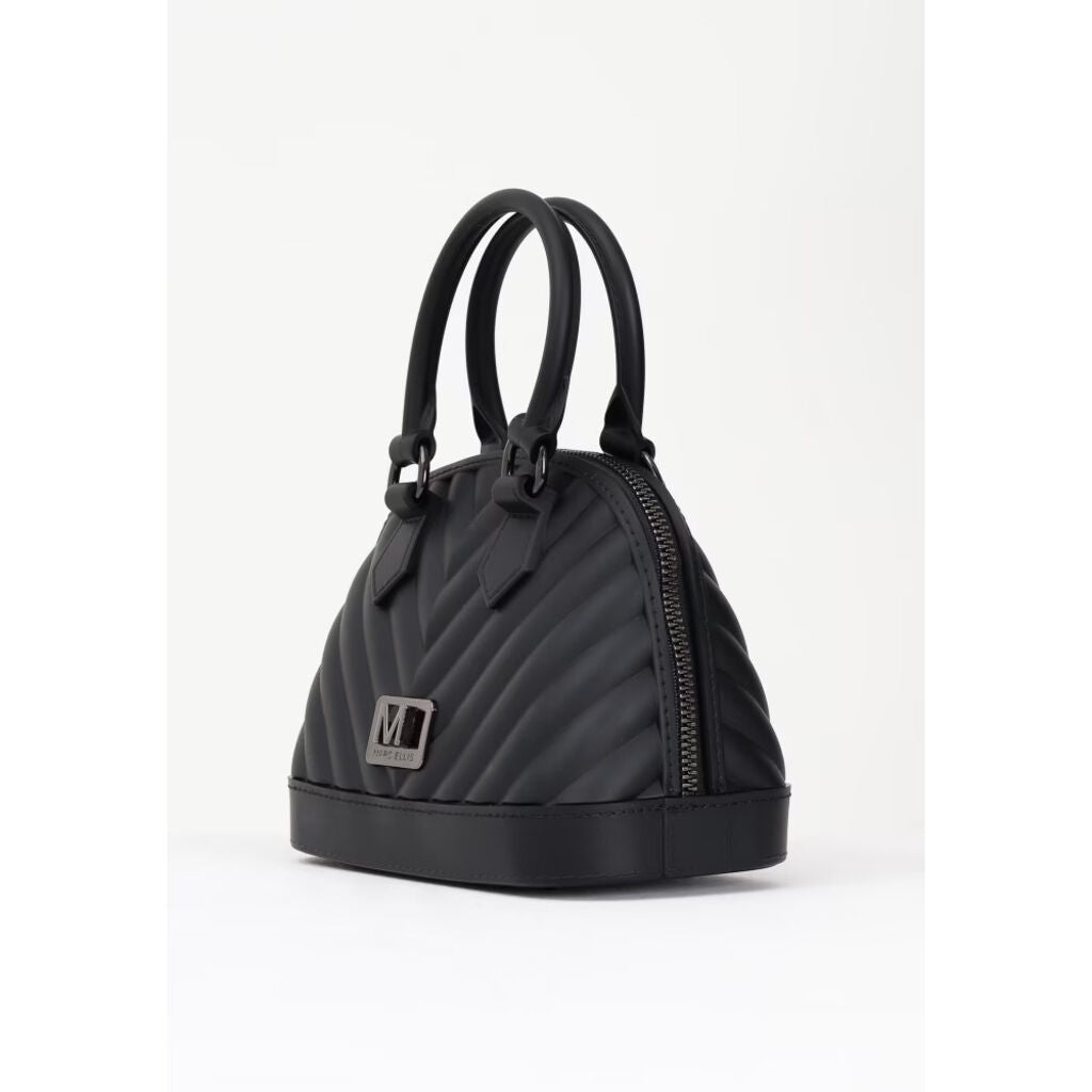 Black Quilted Mini Bag with Structured Handles