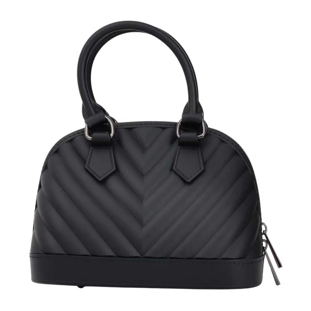 Black Quilted Mini Bag with Structured Handles
