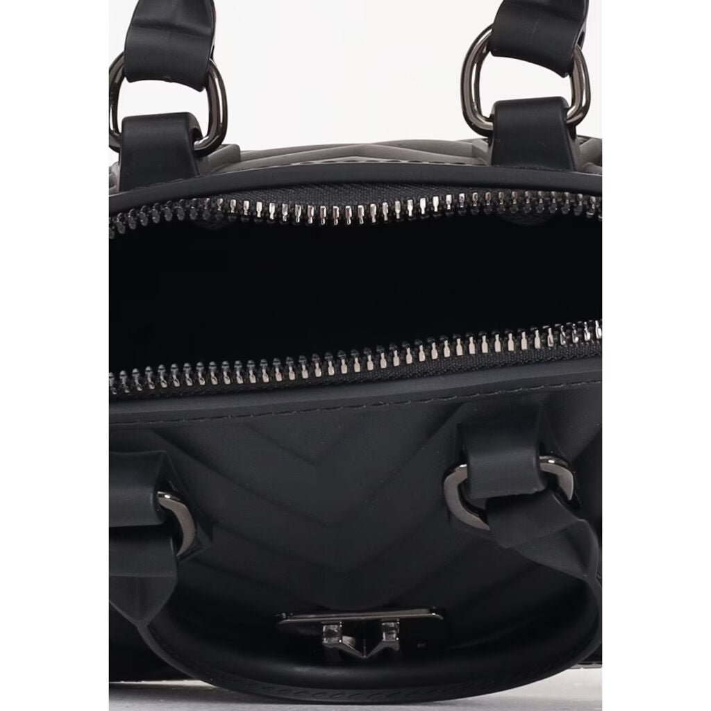 Black Quilted Mini Bag with Structured Handles