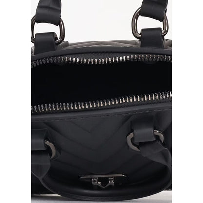 Black Quilted Mini Bag with Structured Handles