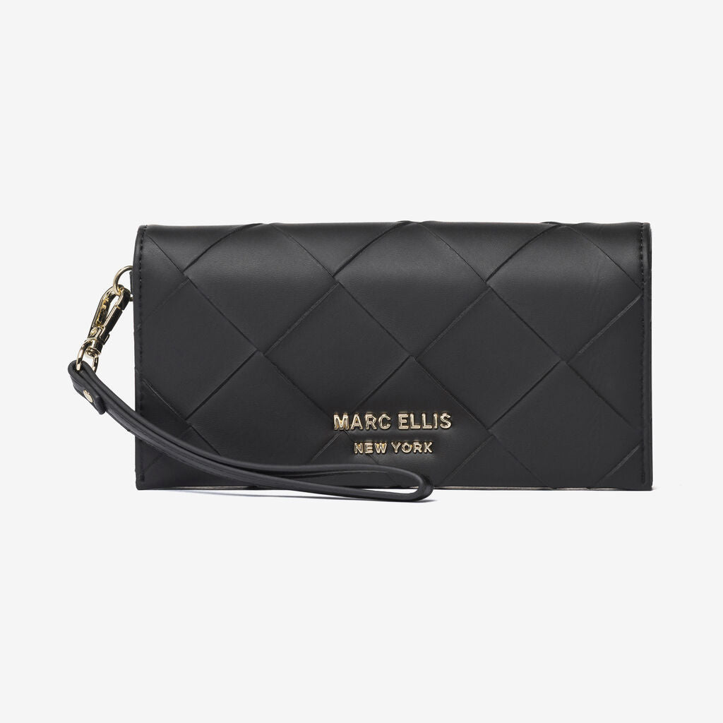 Black Quilted Leather Wristlet