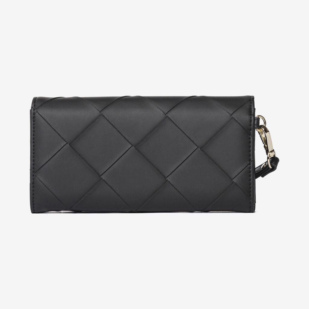 Black Quilted Leather Wristlet