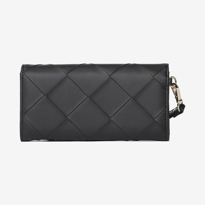 Black Quilted Leather Wristlet