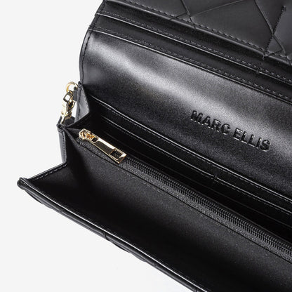 Black Quilted Leather Wristlet