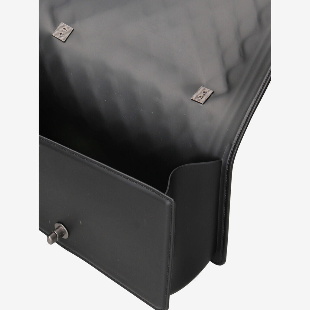 Black Quilted Handbag with Structured Handle