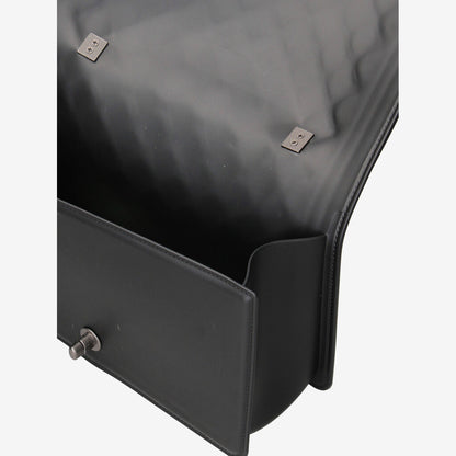 Black Quilted Handbag with Structured Handle