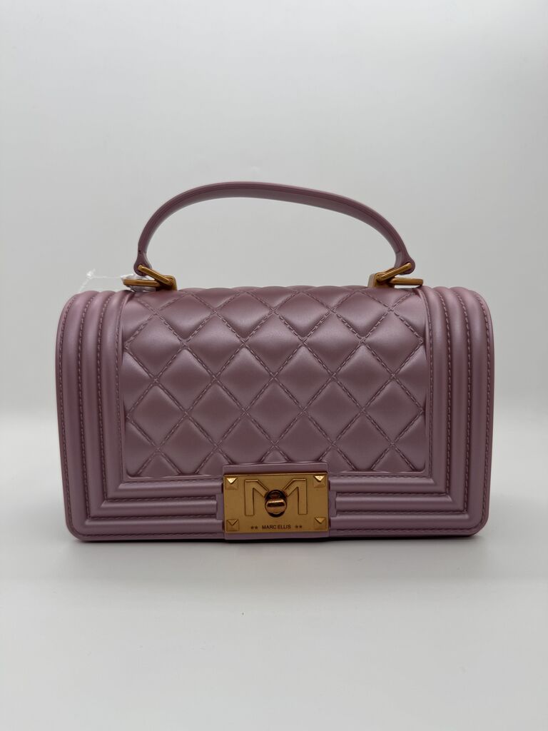 Lilac Quilted Handbag with Gold-Tone Clasp