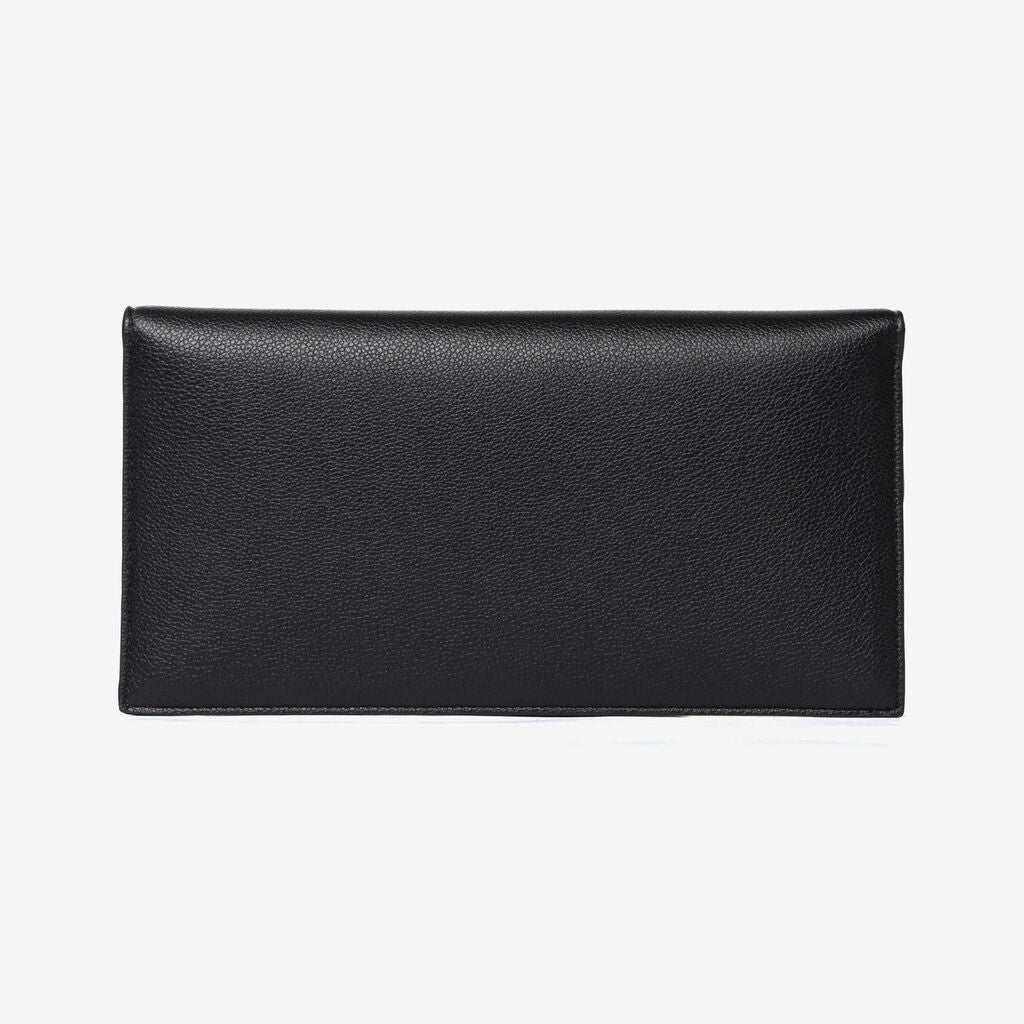 Black Textured Clutch with Chain Strap