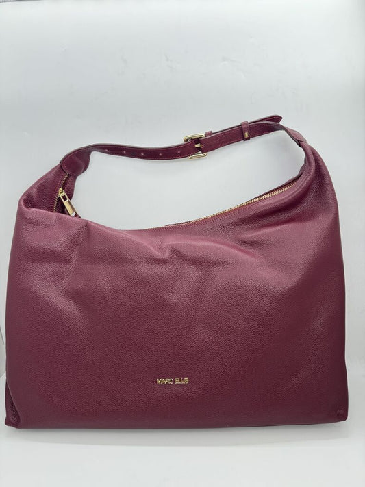 Deep Red Leather Hobo Bag with Adjustable Strap