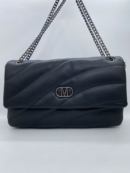 Black Quilted Shoulder Bag with Chain Strap