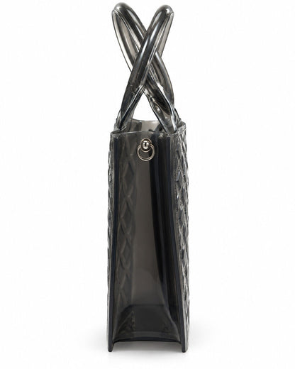 Black Quilted Tote Bag with Logo Strap