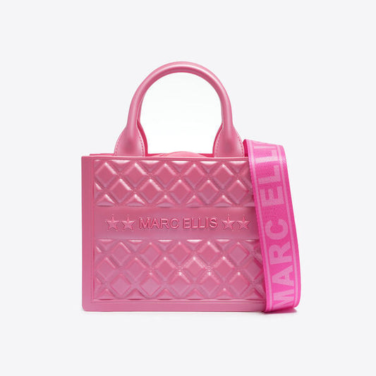 Pink Embossed Tote Bag with Logo Strap