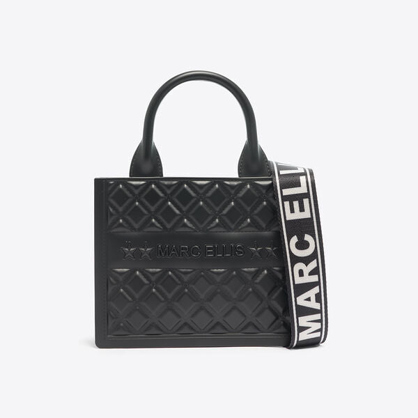 Black Embossed Tote Bag with Logo Strap