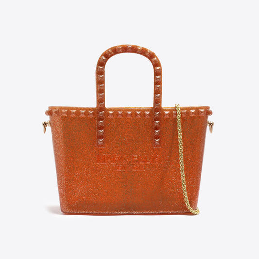 Amber Glitter Tote Bag with Chain Strap