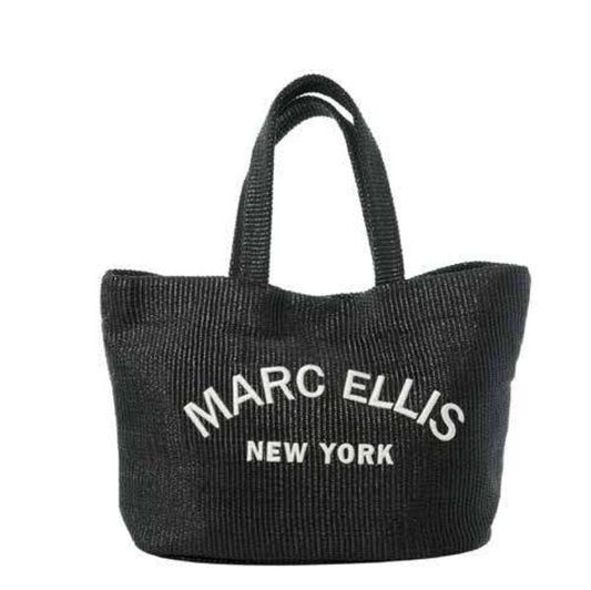 Black Woven Tote Bag with Logo Embroidery