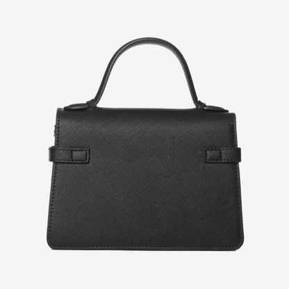 Black Textured Handbag with Silver Hardware