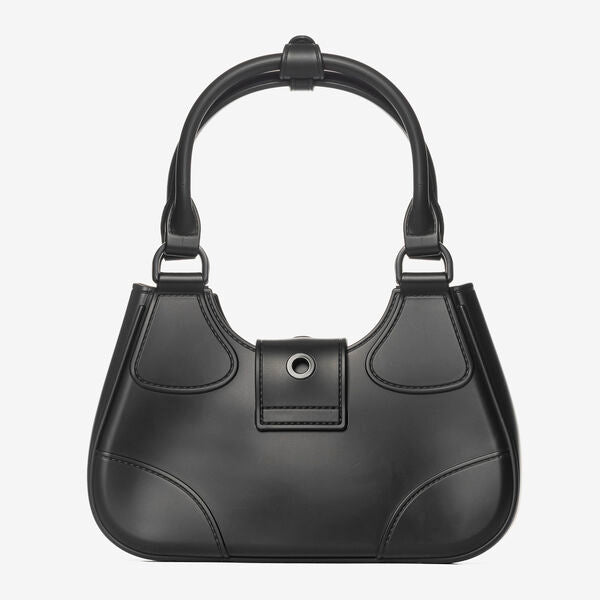 Black Logo Buckle Handbag with Logo Strap