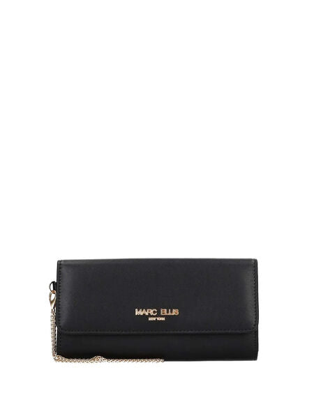 Black Sleek Wallet with Chain Detail