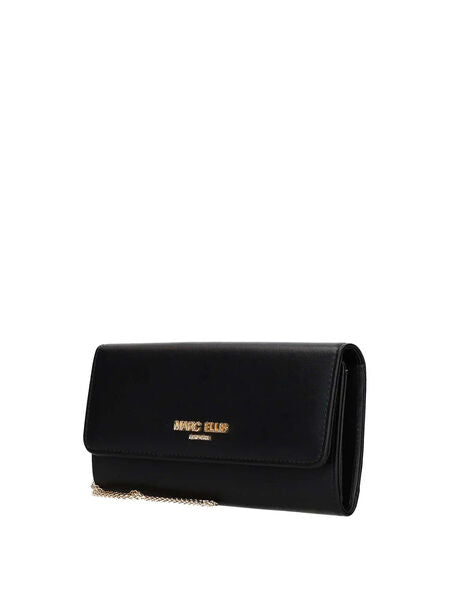 Black Sleek Wallet with Chain Detail