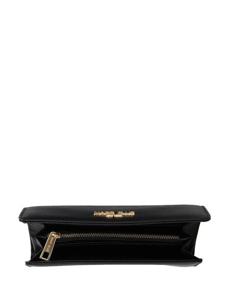 Black Sleek Wallet with Chain Detail