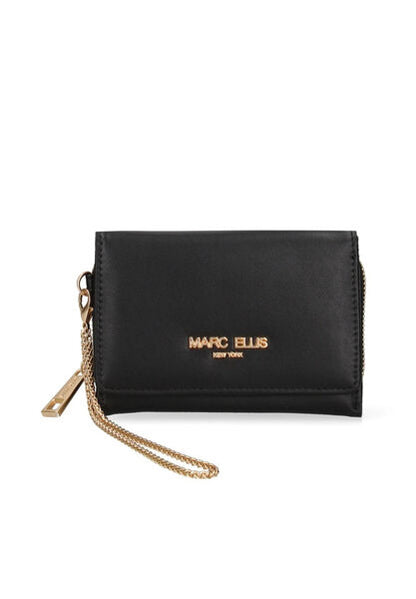 Black Textured Clutch with Gold Accents