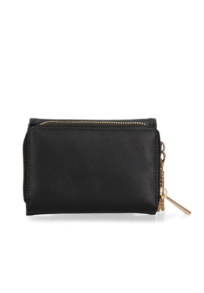Black Textured Clutch with Gold Accents