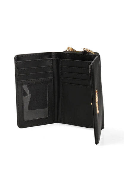 Black Textured Clutch with Gold Accents