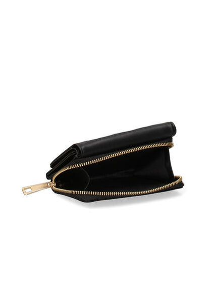 Black Textured Clutch with Gold Accents