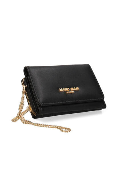 Black Textured Clutch with Gold Accents