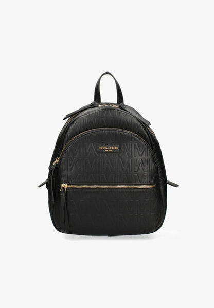 Black Quilted Backpack with Gold Accents