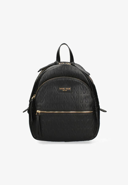 Black Quilted Backpack with Gold Accents