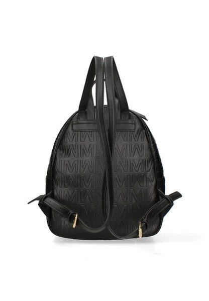 Black Quilted Backpack with Gold Accents