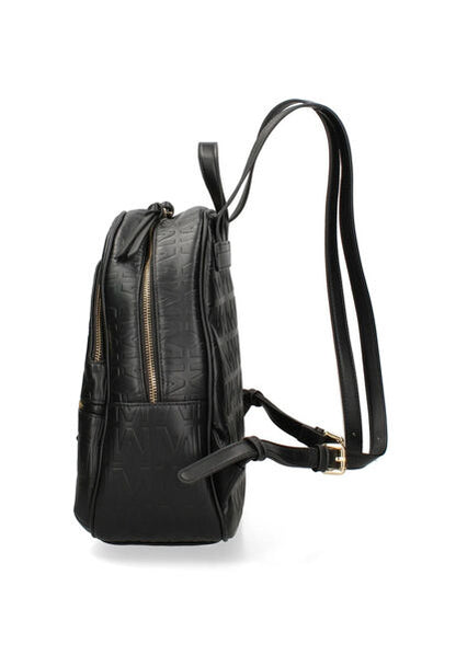 Black Quilted Backpack with Gold Accents