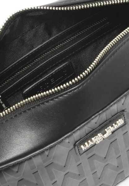 Black Embossed Crossbody Bag with Chain Strap