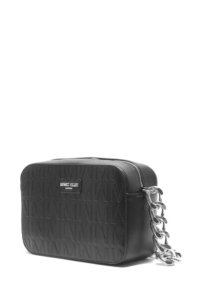Black Embossed Crossbody Bag with Chain Strap