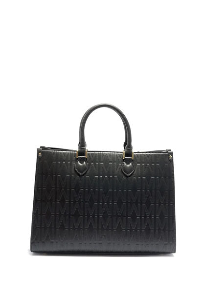 Black Embossed Logo Tote with Dual Handles
