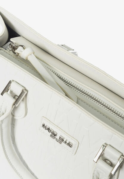 White Embossed Tote Bag with Structured Design