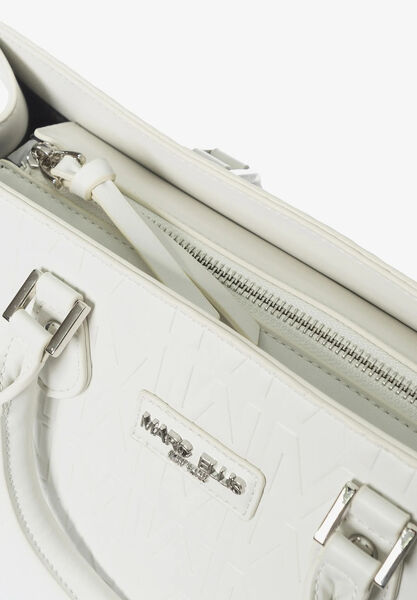 White Embossed Tote Bag with Structured Design
