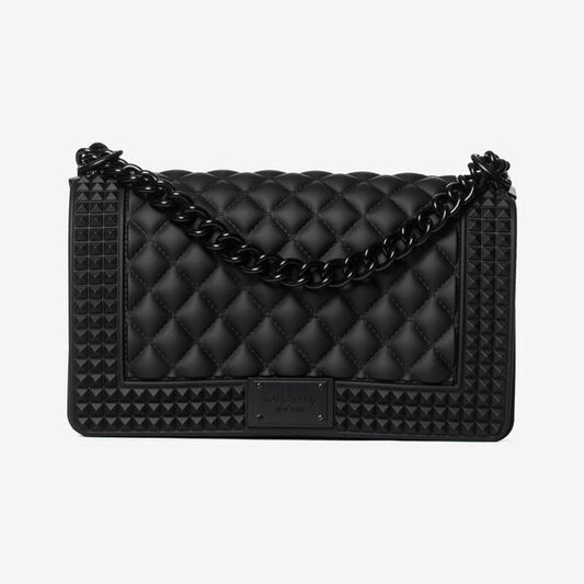 Black Quilted Shoulder Bag with Chain Strap