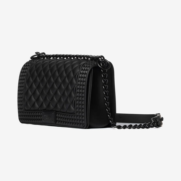 Black Quilted Shoulder Bag with Chain Strap