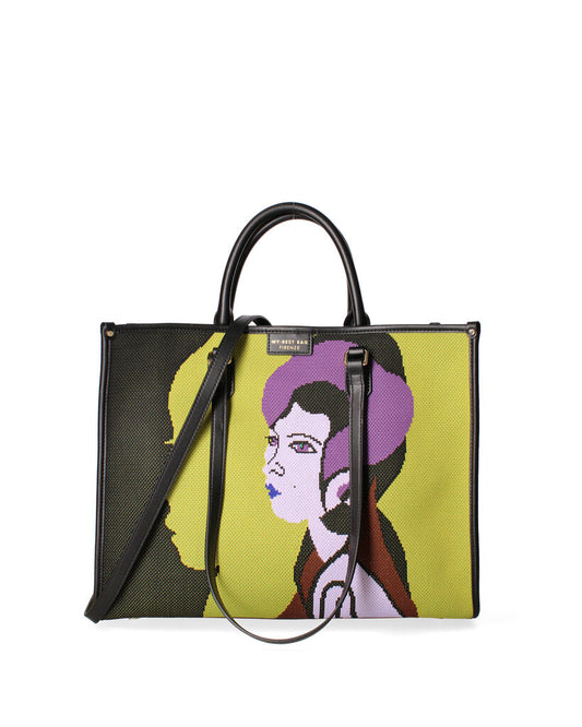 Multicolor Canvas Tote Bag with Artistic Print