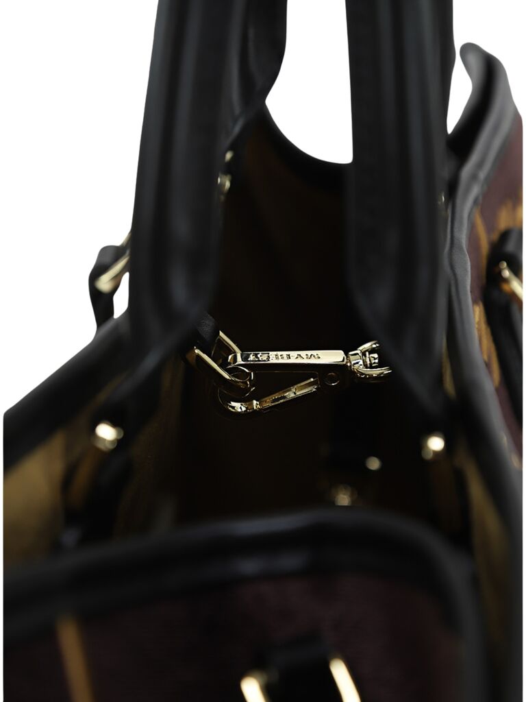 Brown Embroidered Tote Bag with Adjustable Strap