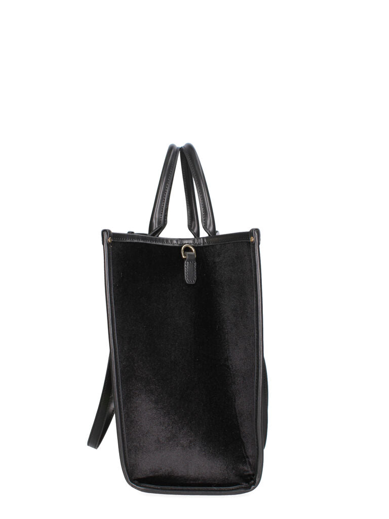Black Velvet Tote with Vibrant Embroidered Design