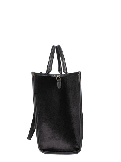 Black Velvet Tote with Vibrant Embroidered Design