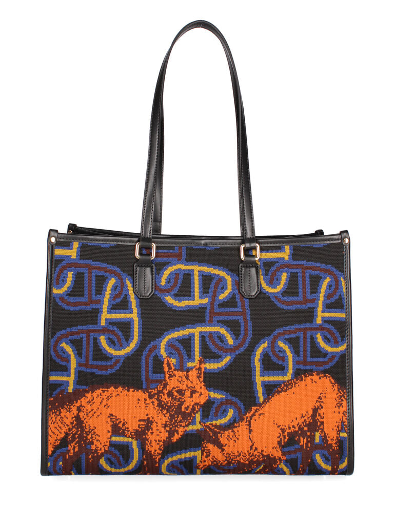Multi-Color Canvas Tote with Abstract Animal Print