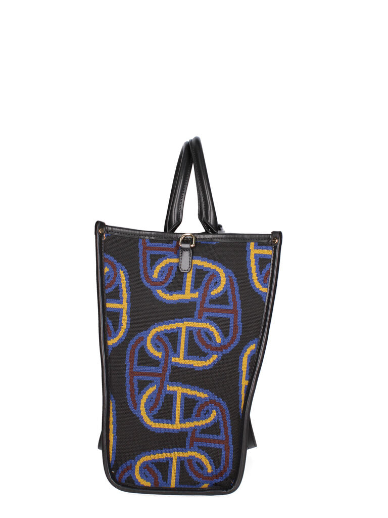 Multi-Color Canvas Tote with Abstract Animal Print