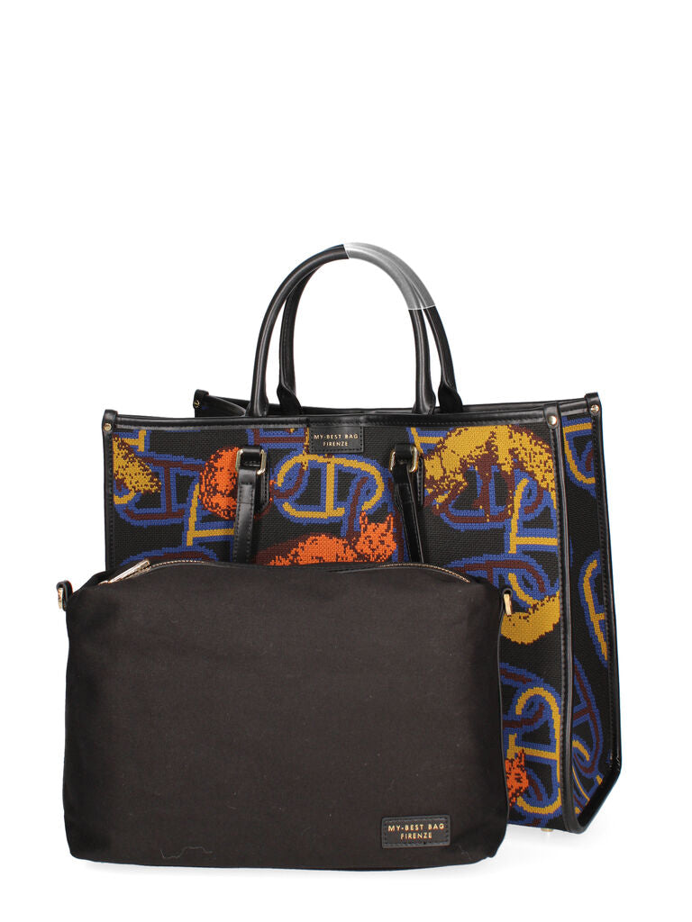 Multi-Color Canvas Tote with Abstract Animal Print