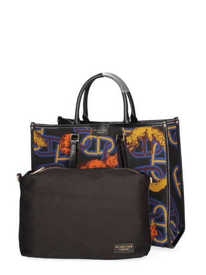 Multi-Color Canvas Tote with Abstract Animal Print