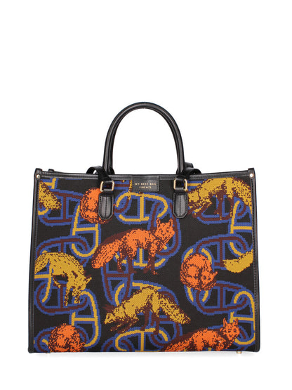 Multi-Color Canvas Tote with Abstract Animal Print