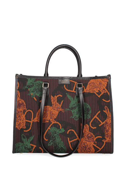 Multicolor Geometric Tote Bag with Dual Handles